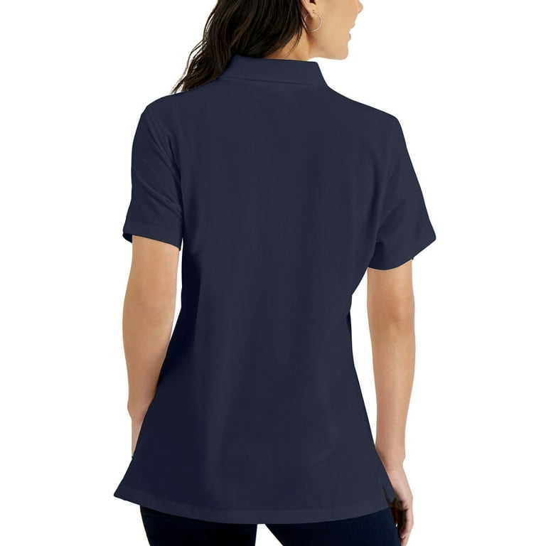 Karen Scott Women's Short Sleeve Pique Knit Polo Intrepid