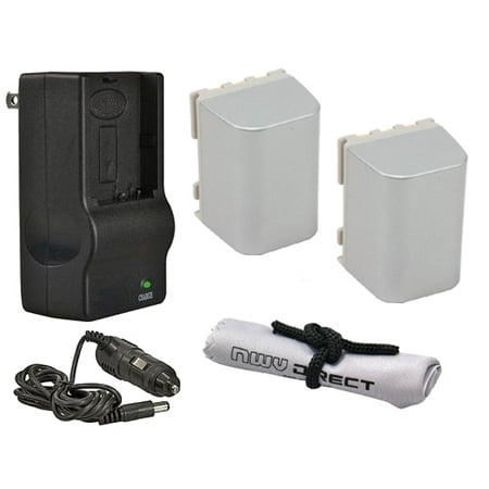 Canon VIXIA HV40 High Capacity Batteries (2 Units) + AC/DC Travel Charger + Nwv Direct Microfiber Cleaning Cloth.