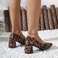 thumbnail image 2 of VECPIO Women‘s Leopard Print Block Heels  Fashion Square Toe Dress Pumps  Stylish Slip On Heels, 2 of 7