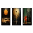 thumbnail image 2 of Designart "Urban Solitude under the Full Moon" Modern Geometric Framed Wall Art Set Of 3 - Black Abstract Geometric Frame Gallery Wall Set For Home Decor, 2 of 6