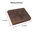 thumbnail image 6 of MARSHAL Genuine Leather RFID Bifold Wallet for Men Western Bull Design Rustic Cowboy Wallet Brown, 6 of 9