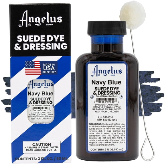 Botella Suede Dye Angelus azul marino de 90 ml con embellecedor de lana