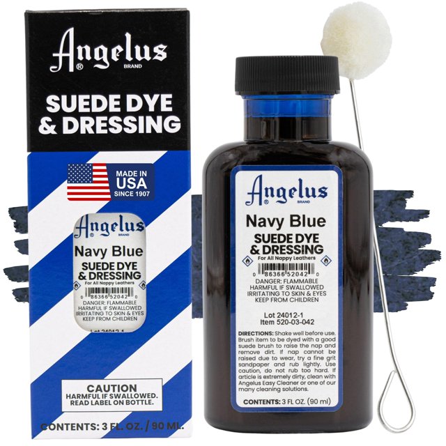 Botella Suede Dye Angelus azul marino de 90 ml con embellecedor de lana