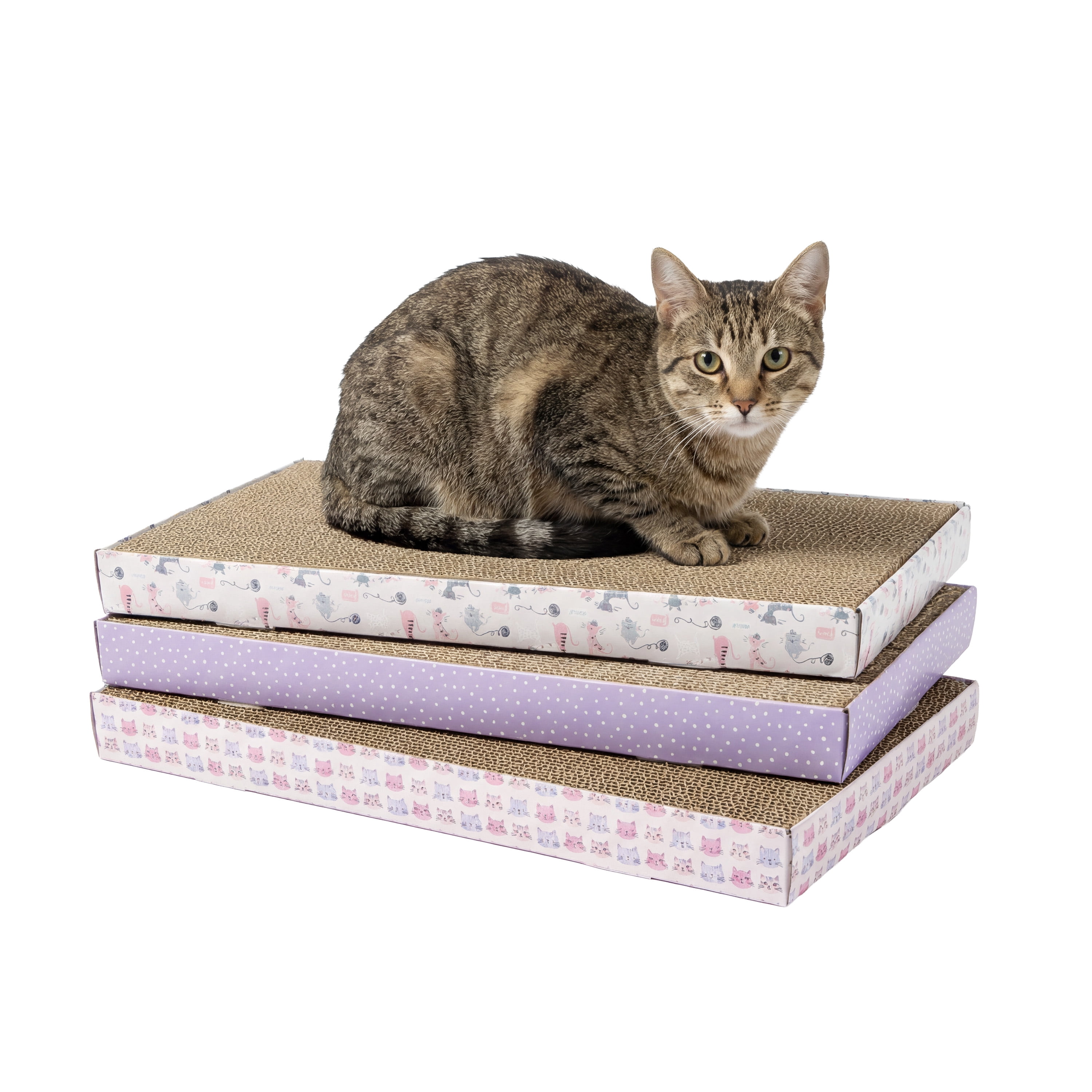 Kitty City XL Corrugated Cardboard Cat Scratching Pads, Assorted Prints, 3-Pack, Multicolored, One Size