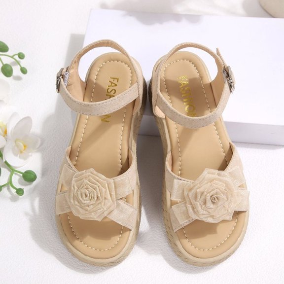 Domuza Women Sandals Adjustable Strap Flower Print Open Toe Sandals Summer Casual Beach Outdoor Holiday Shoes for Summer Beige 5.5(EU-36)