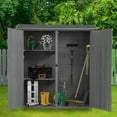 thumbnail image 2 of Outdoor Wood Storage Shed with Lockable Door, Garden Tool Shed with Detachable Shelves and Pitch Roof, 56"L x 19.5"W x 64"H, 2 of 9