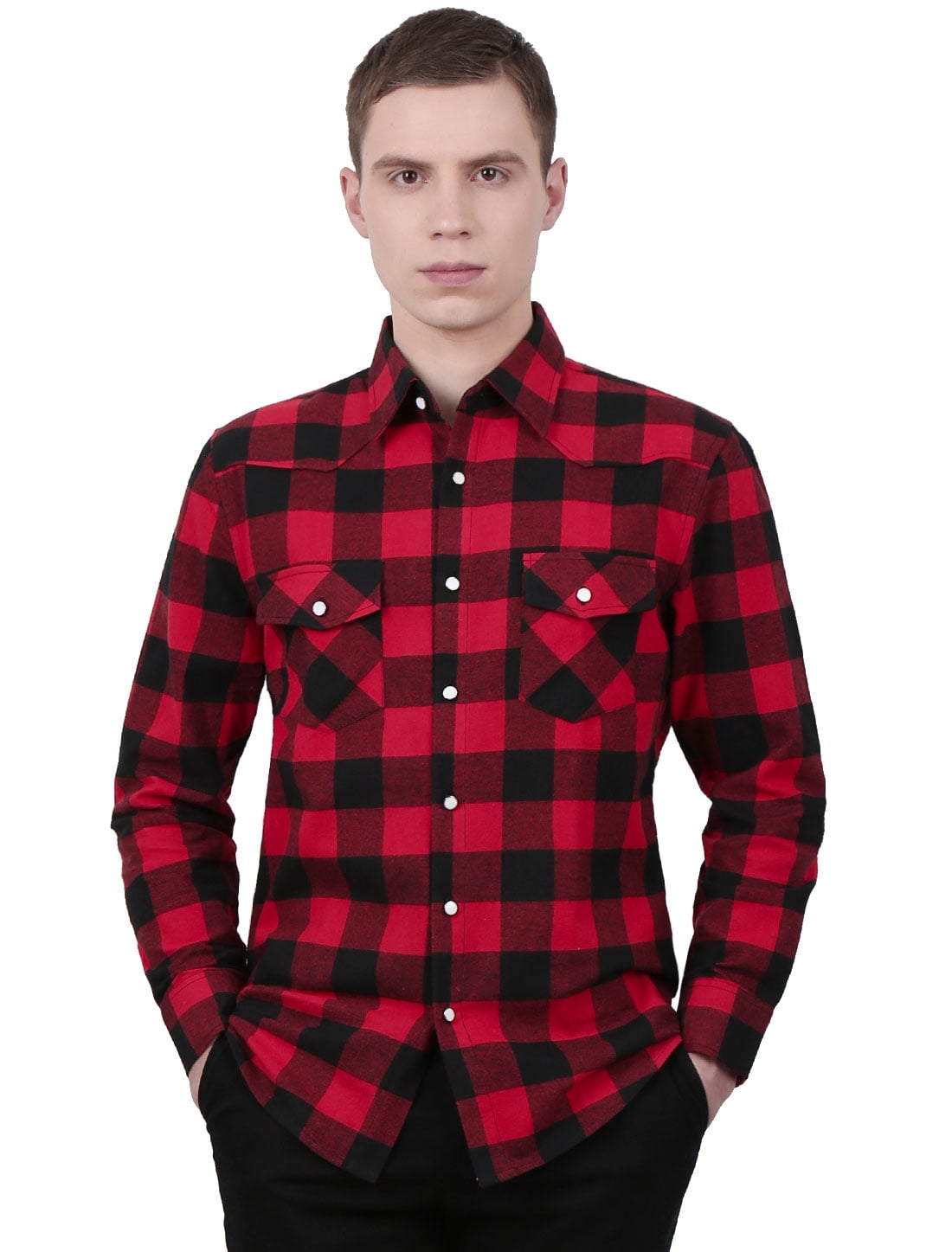 DSstyles Men Slim Fit Single Pocket Long Sleeve Casual Shirt