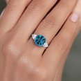 thumbnail image 4 of Gem Stone King 10K White Gold 3-Stone Ring Cushion London Blue Topaz and Moissanite (6.14 Cttw, Size 7), 4 of 6