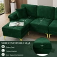 thumbnail image 5 of Rophefx 88.5" Sectional Couches for Living Room,3-Seat L-Shaped Sofa,Upholstered Velvet Fabric with Ottoman,Green, 5 of 9