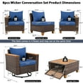 thumbnail image 2 of Harper & Bright Designs Wicker Outdoor Patio Furniture Set for 7 with Acacia Storage Table, Patio Rattan Conversation Set with 2 Swivel Rocking Chairs Set and 3 Seater Sofa & Loveseat, Blue+Brown, 2 of 18