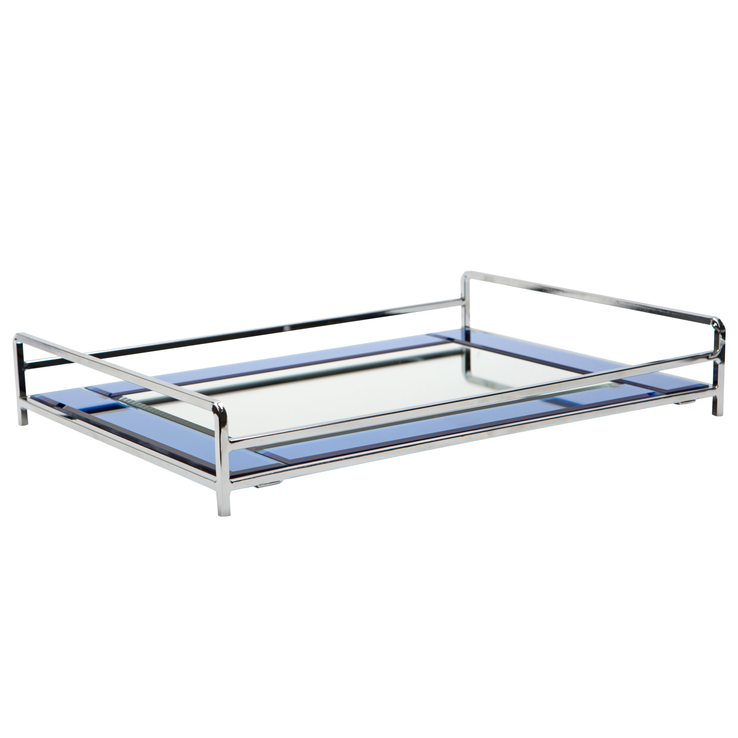 Home Details Mirrored Vanity Tray in Blue