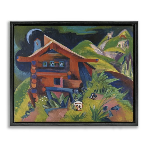 Stupell Industries Kirchner Landscape Cabin Landscape & Nature Painting Black Floater Framed Canvas Art Print Wall Art, 21 x 17