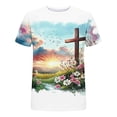 thumbnail image 5 of Men's Easter Cross Print T-Shirt – Short Sleeve Crew Neck Casual Tops for Spring Summer Holiday and Everyday Wear Men's Easter Cross Print T-Shirt, 5 of 5