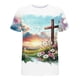 thumbnail image 5 of Ceisia Men's Watercolor Cross & Floral Print T-shirt Short Sleeve Round Neck Casual Easter Spring Summer Tee Tops Light Blue XXXL Gifts, 5 of 8