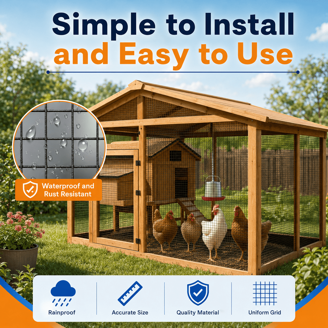 48 in. x 100 ft. Hardware Cloth, 1/2 in. Mesh, Heavy Duty 19 Gauge Black Vinyl-Coated Galvanized Steel Chicken Wire Fence Roll, Welded Wire Mesh for Chicken Coops, Rabbit Cages, Garden Fence and Tree