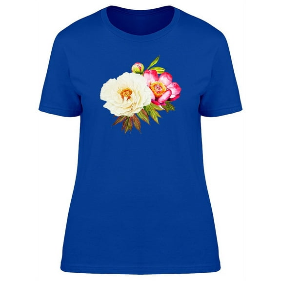 White & Red Peony Flower T-Shirt Women -Image by Shutterstock, Female x-Large