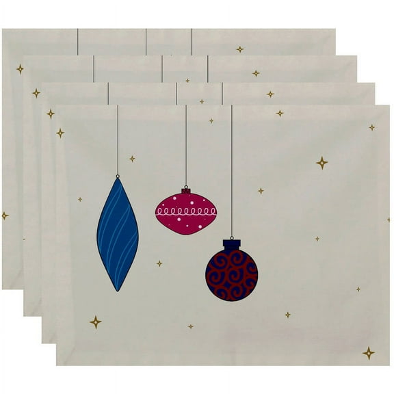 Simply Daisy 18" x 14" Light Bright Holiday Print Placemats, Set of 4