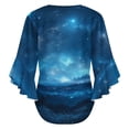 thumbnail image 6 of Magical Ethereal Universe Sky Women's V-Neck Blouse With 3/4 Ruffled Bell Sleeves Casual Top Ladies Blouses, 6 of 7