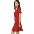 thumbnail image 5 of INSPIRE CHIC Women's Tie V Neck Short Sleeve Ruffle Floral a-Line Dress XS Red, 5 of 8