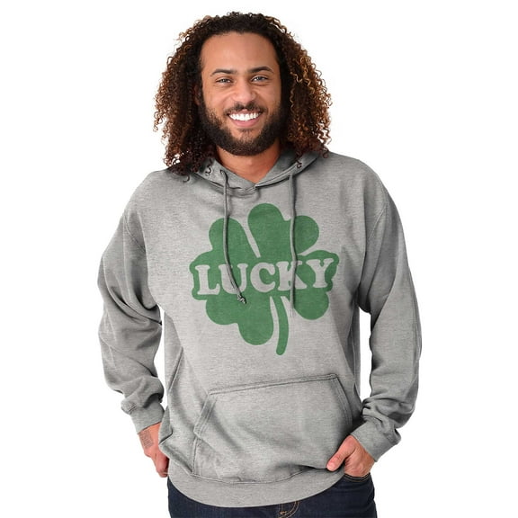 Lucky 4 Leaf Clover St Patrick's Day Unisex Plus Fleece Graphic Hoodie Brisco Brands 2X