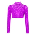 thumbnail image 4 of iixpin Big Girls Hip Hop Streetwear Sparkling Jazz Dance Crop Tops Mock Neck Cheerleading Dancing Clothes Purple 14, 4 of 6