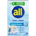 thumbnail image 5 of all Fabric Softener Dryer Sheets for Sensitive Skin, Free Clear, 195 Count, 5 of 5