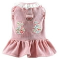 thumbnail image 5 of TELOLY Dog Harness Dress with D Ring Rabbit Patch Lace Princess Puppy Dress Skirt Fall Winter Thick Corduroy Holiday Pet Clothes Dresses for Small Dogs Girl Cat Outfit - M, 5 of 7