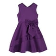 thumbnail image 4 of iEFiEL Kids Girls Satin Sleeveless Princess Dress Elegant A-line Wedding Bridesmaid Party Dresses Purple 12, 4 of 7
