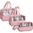 thumbnail image 1 of Clear Toiletry Bag 3 pcs, Waterproof Wash Bags Set in PVC, Large Capacity Makeup Bag with Handle, Travel Cosmetic Bag, 1 of 5