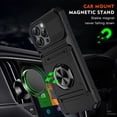 thumbnail image 3 of Case Designed for iPhone 16e, Hybrid Back Case with Ring Stand & Hidden Card Slot & Support Magnetic Car Mount Shockproof Fall-Protection Slim Phone Cover for iPhone 16e, Black, 3 of 7