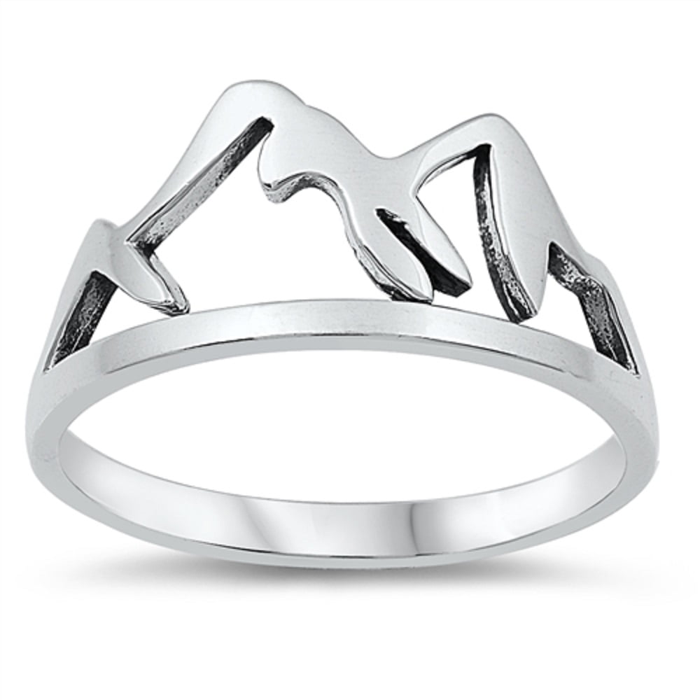 CloseoutWarehouse Oxidized Sterling Silver Mountains and Trees Ring