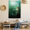 thumbnail image 2 of Mermaid Tapestry, Computer Graphics of Mermaid Underwater Life Picture Dreamlike Design, Wall Hanging for Bedroom Living Room Dorm Decor, 40W X 60L Inches, Jade Green Teal Ivory, by Ambesonne, 2 of 5