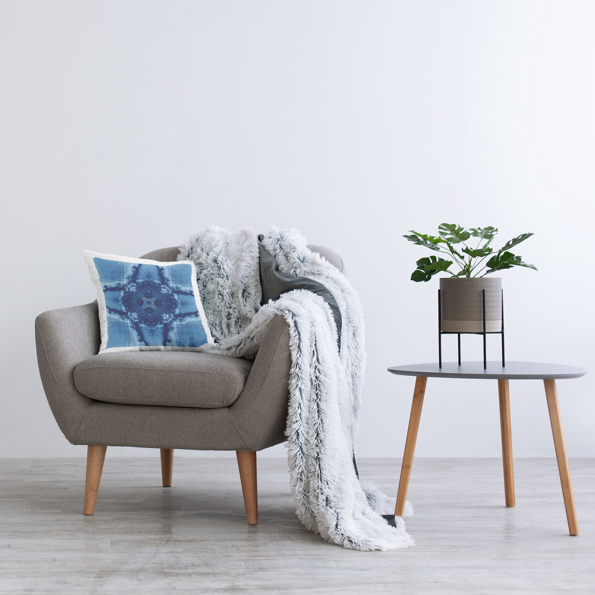 Stupell Industries Blue Geometric Shapes Decorative Printed Throw Pillow Design by El Perkin.
