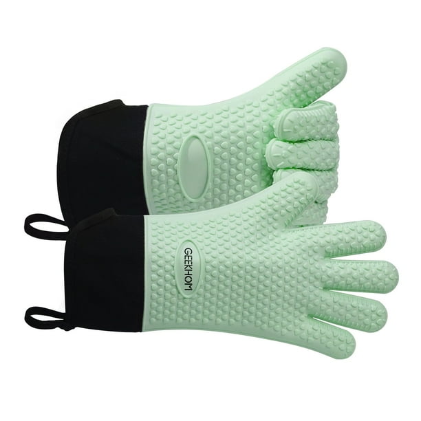 Guantes para asar GEEKHOM, resistentes al calor, para horno, color verde menta