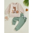 thumbnail image 4 of BemeyourBBs Baby Boy First Birthday Outfit Wild One Birthday 1st Birthday Clothes Long Sleeve Crewneck Animal Sweatshirt with Sweatpants Cute Infant Spring Fall Winter Clothes, 4 of 9