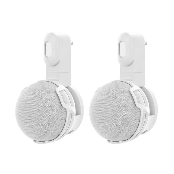 2 Pack,White,2-in-1 Wall Mount Holder Compatible with Google Home Speaker(2026), Detachable Outlet Hanger & Screw Bracket with Built-in Cable Management, Space Saving Speaker Stand