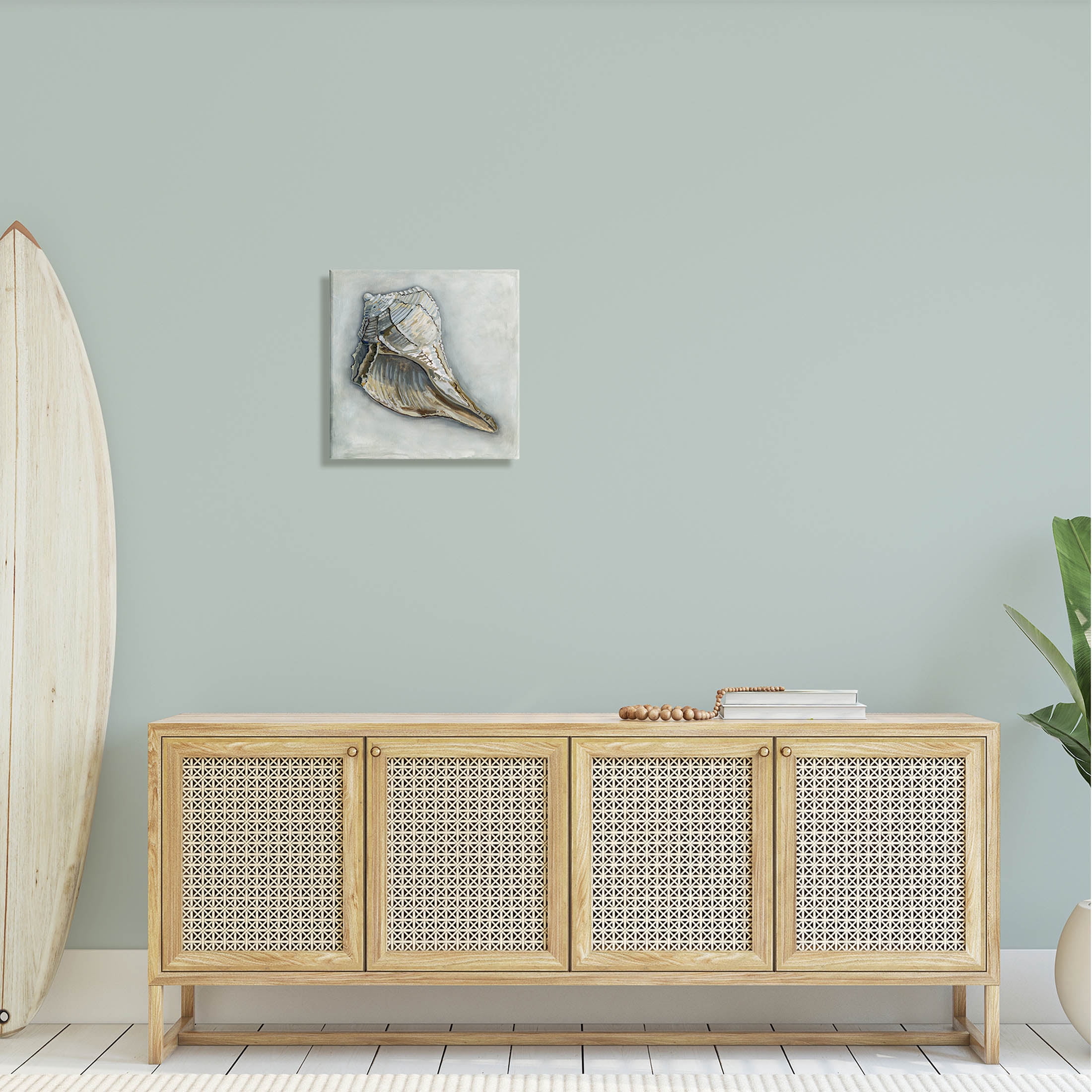 Stupell Industries Nautical Conch Shell Painting Gallery Wrapped Canvas Print Wall Art, Design by Erica Christopher