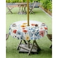 thumbnail image 4 of Spring Watercolor Blossom Flower Outdoor Round Tablecloth Zippered Table Cover with Umbrella Hole,Botanical Leaves on White Waterproof Table Cloths for Patio Garden Picnic Tables,60in, 4 of 7