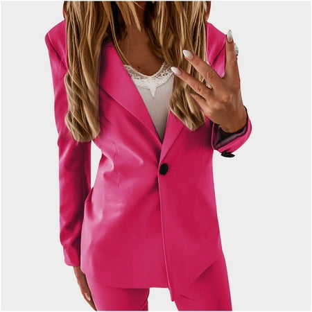 

Womens Casual Blazer Jacket for Work Business Elegant Slim Fit Long Sleeve Single Breasted Notch Lapel Trench Coat