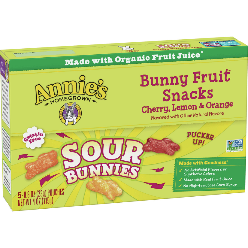 Annie's Sour Bunny Fruit Snacks, 5 ct, 4 oz