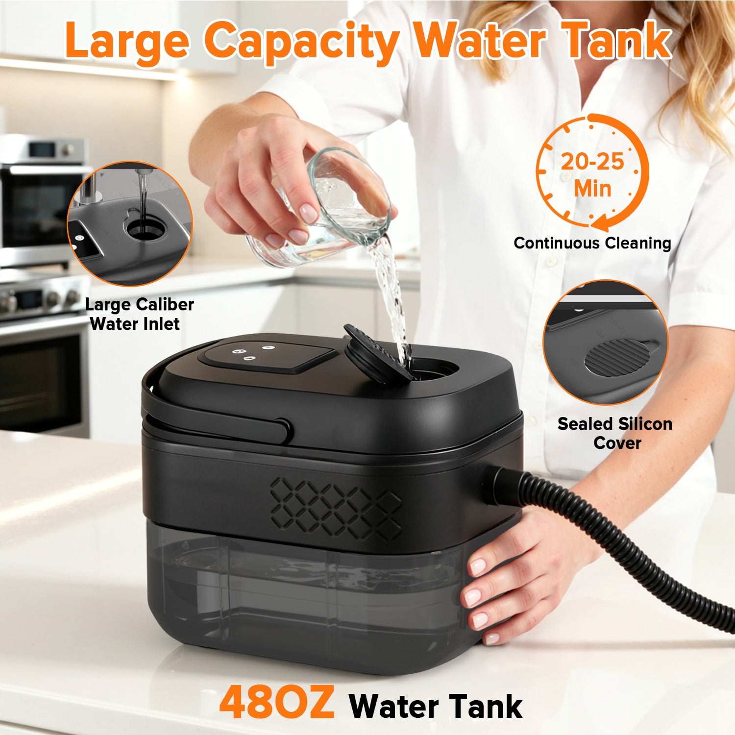 Yucurem 1500W Portable Handheld Steam Cleaner, 6-Level Adjustable 1.4L Tank with 10 Accessories for Home Furniture Car Carpet Tile