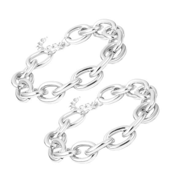 DEEPCRAFF 2Pcs Chunky Pendant Necklace Lightweight Aluminum Punk Hip Hop Necklace