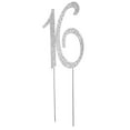 thumbnail image 4 of Worgeous Elegant Silver Alloy Cake Topper with Rhinestones for Birthday Party or Anniversary Decoration 16, 4 of 8