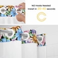 thumbnail image 5 of Retro Flower No Hook Shower Curtain with Snap in Liner Watercolor Pink Blue Purple Floral Daisy Green Leaf Black Back Waterproof Bathroom Shower Curtain with See Through Top Window 72" x 78", 5 of 9