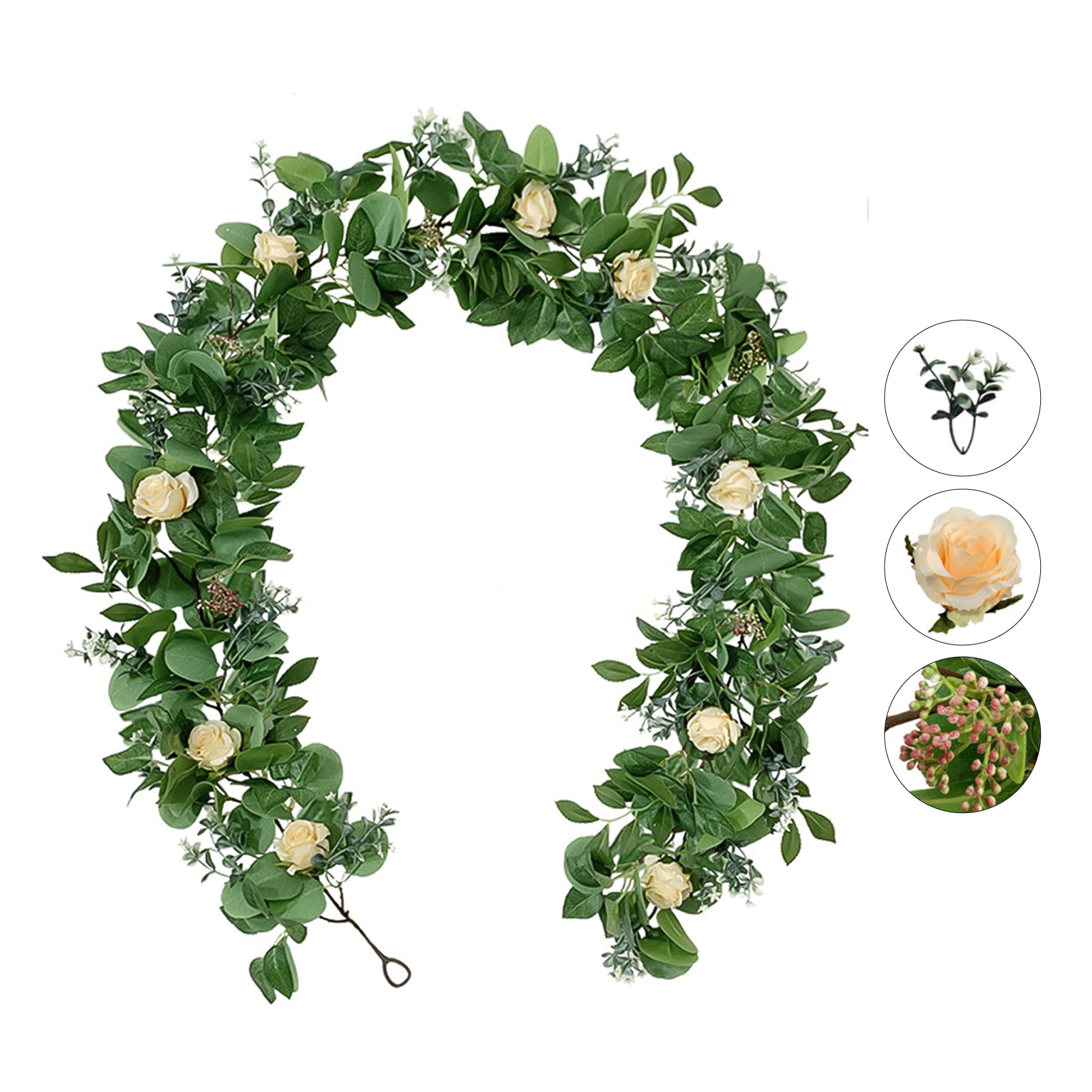 Details about   Artificial Rose Garland Leaves Wreath Rattan Wall Front Door Home Party Decor 