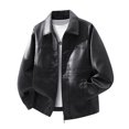 thumbnail image 4 of Men's Winter And Fall Daily Zipper Lapel All-matching Long-sleeved Coat Black XXL, 4 of 5