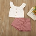 thumbnail image 4 of Baby Summer Clothes Toddler Girls Solid Color Sling Hollow Out Ruffle Shorts Two-piece Set Clothing Outfits, 4 of 8