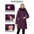 thumbnail image 6 of Wantdo Women's Warm Spring Coat Waterproof Hooded Padded Lightweight Jacket for Travel Dark Purple M, 6 of 9