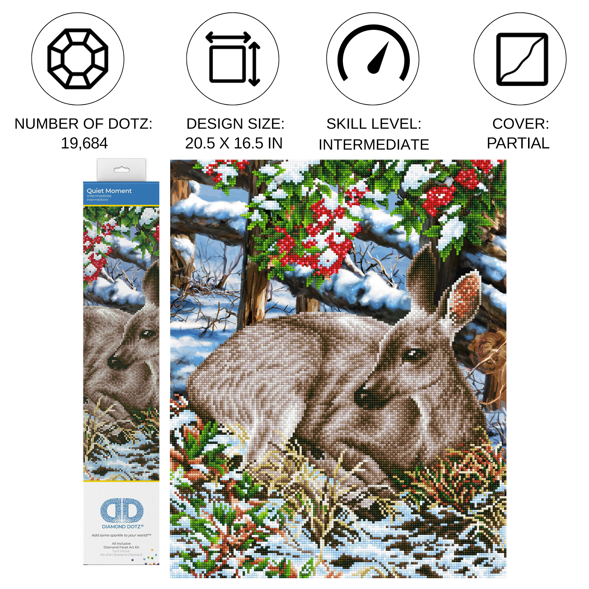 Diamond Dotz Quiet Moment Deer Diamond Painting Kits for Adults - Diamond Art Kits a Relaxing Creative Craft Kit with Dotz Gems 20.5"x16.5"