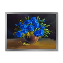 Designart 'Still Life A Bouquet Of Blue Wildflowers In Vase' Traditional Framed Art Print